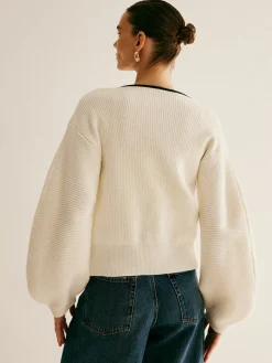Contrast Trim Clasp Knit Outwear