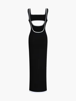 Contrast Trim Cutout Long Sweater Dress