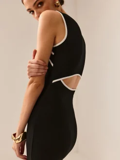 Contrast Trim Cutout Tank Dress
