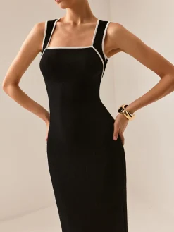 Contrast Trim Cutout Tank Dress