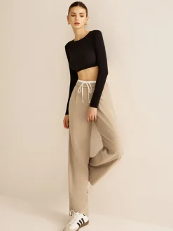 Contrast Trim Drawstring Pants