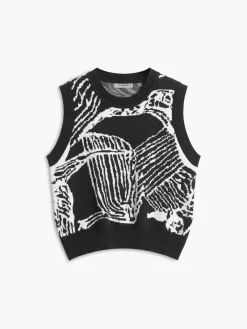 Contrast Trim Floral Sweater Vest