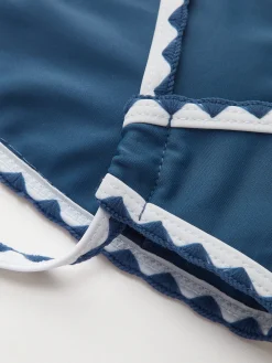 Contrast Trim Knotted Bikini Set