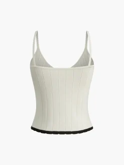 Contrast Trim Knotted Sweater Vest