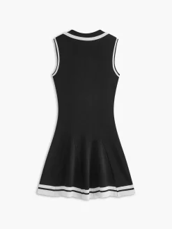 Contrast Trim Lace Up Sweater Dress