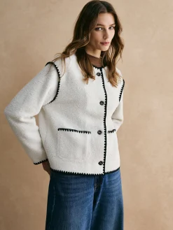 Contrast Trim Minky Fleece Jacket