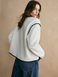 Contrast Trim Minky Fleece Jacket