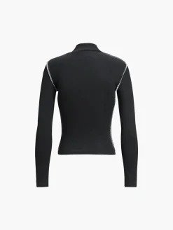 Contrast Trim Mock Neck Long Sleeve Top
