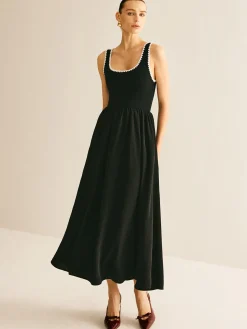Contrast Trim Panel Flowy Tank Dress