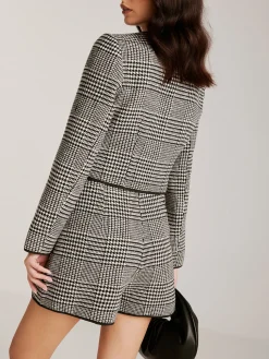 Contrast Trim Plaid Button Jacket