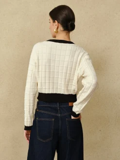 Contrast Trim Plaid Pullover Sweater