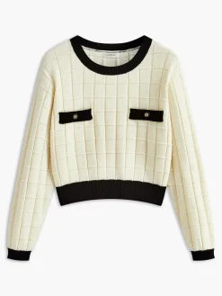 Contrast Trim Plaid Pullover Sweater