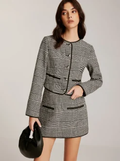 Contrast Trim Plaid Zipper Shorts