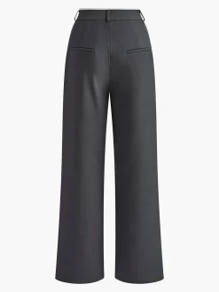 Contrast Trim Pleated Draped Pants