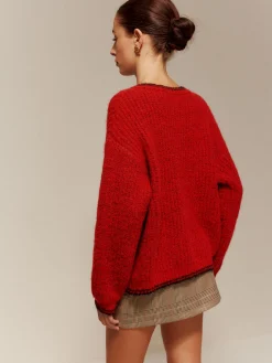 Contrast Trim Pockets Button Cardigan