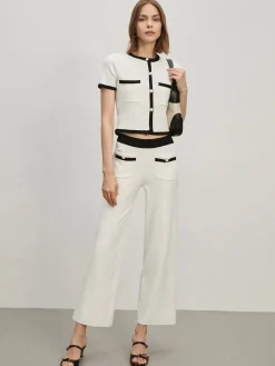 Contrast Trim Pockets Cardigan