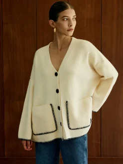 Contrast Trim Pockets Cardigan