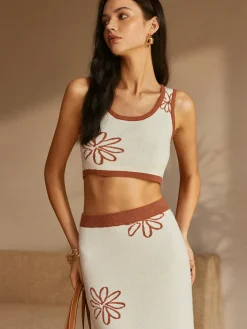 Contrast Trim Print Skirt Set