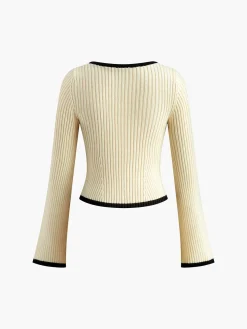 Contrast Trim Ribbed Sweater