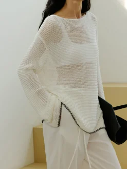 Contrast Trim Sim-Sheer Sweater