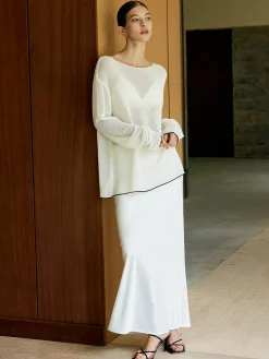 Contrast Trim Sim-Sheer Sweater