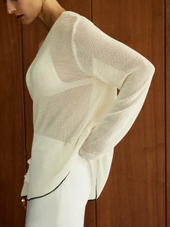 Contrast Trim Sim-Sheer Sweater