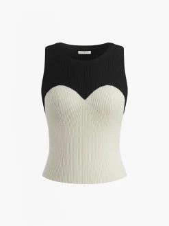 Contrast Trim Slim Sweater Vest
