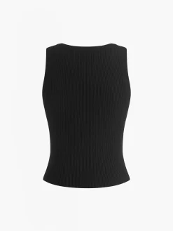 Contrast Trim Slim Sweater Vest