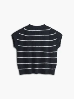 Contrast Trim Stripe Sweater Vest