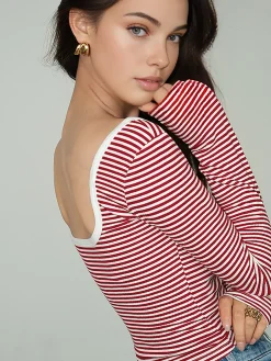 Contrast Trim Striped Jersey T-Shirt