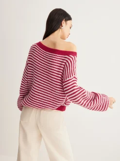 Contrast Trim Striped Swaeter