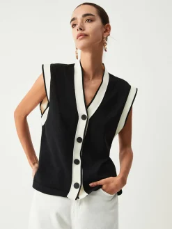 Contrast Trim Sweater Vest