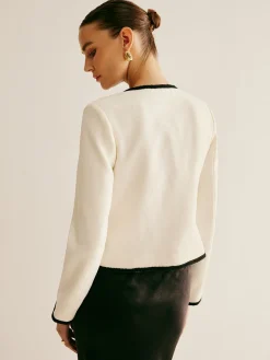 Contrast Trim Tie Front Blazer