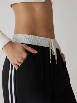 Contrast Waist Wide Leg Pants