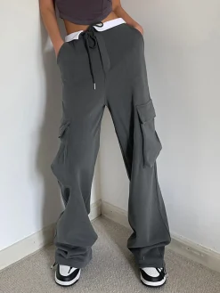 Contrast Waistband Cargo Sweatpants