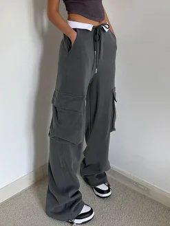 Contrast Waistband Cargo Sweatpants