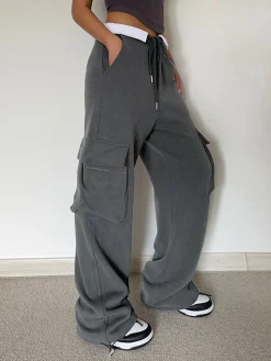 Contrast Waistband Cargo Sweatpants