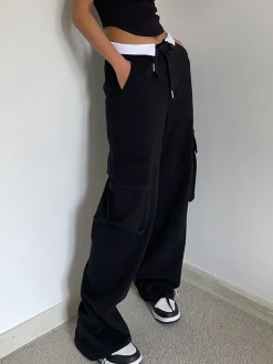 Contrast Waistband Cargo Sweatpants