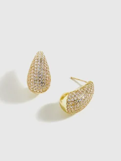 Copper Set Zircon Stud Earrings