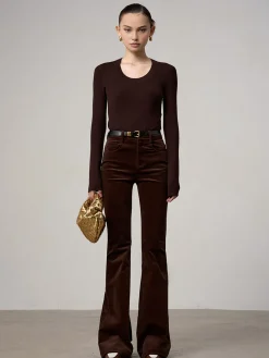 Corduroy Bootcut Pants Without Belt