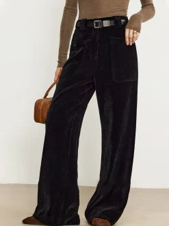 Corduroy Draped Pants Without Belt