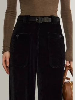 Corduroy Draped Pants Without Belt