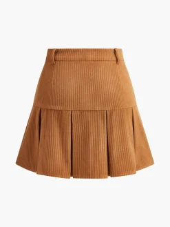 Corduroy Pleated Mini Skirt