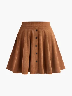 Corduroy Pleated Mini Skirt