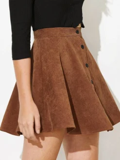 Corduroy Pleated Mini Skirt