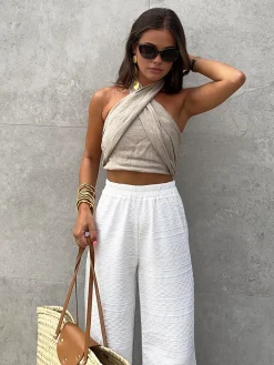 Cotton & Line Crisscross Halter Tank Top