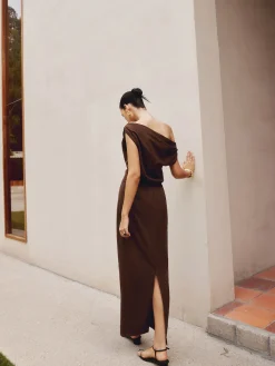 Cotton & Linen Asymmetrical Neck Dress