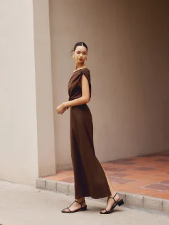 Cotton & Linen Asymmetrical Neck Dress