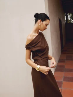 Cotton & Linen Asymmetrical Neck Dress