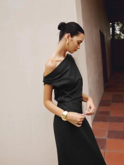 Cotton & Linen Asymmetrical Neck Dress
